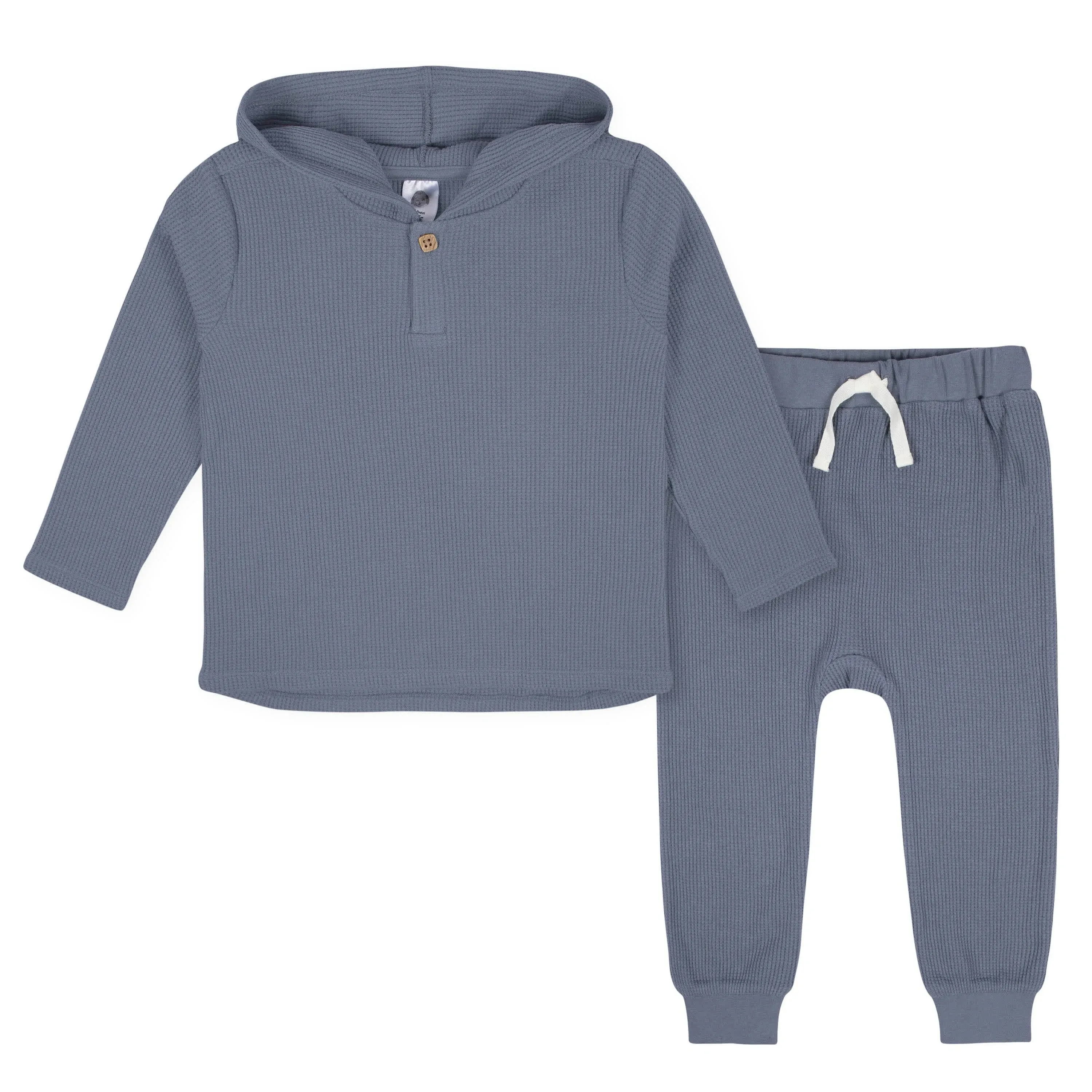 2-Piece Infant &amp; Toddler Boys Dusty Blue Waffle Hoodie &amp; Jogger Set