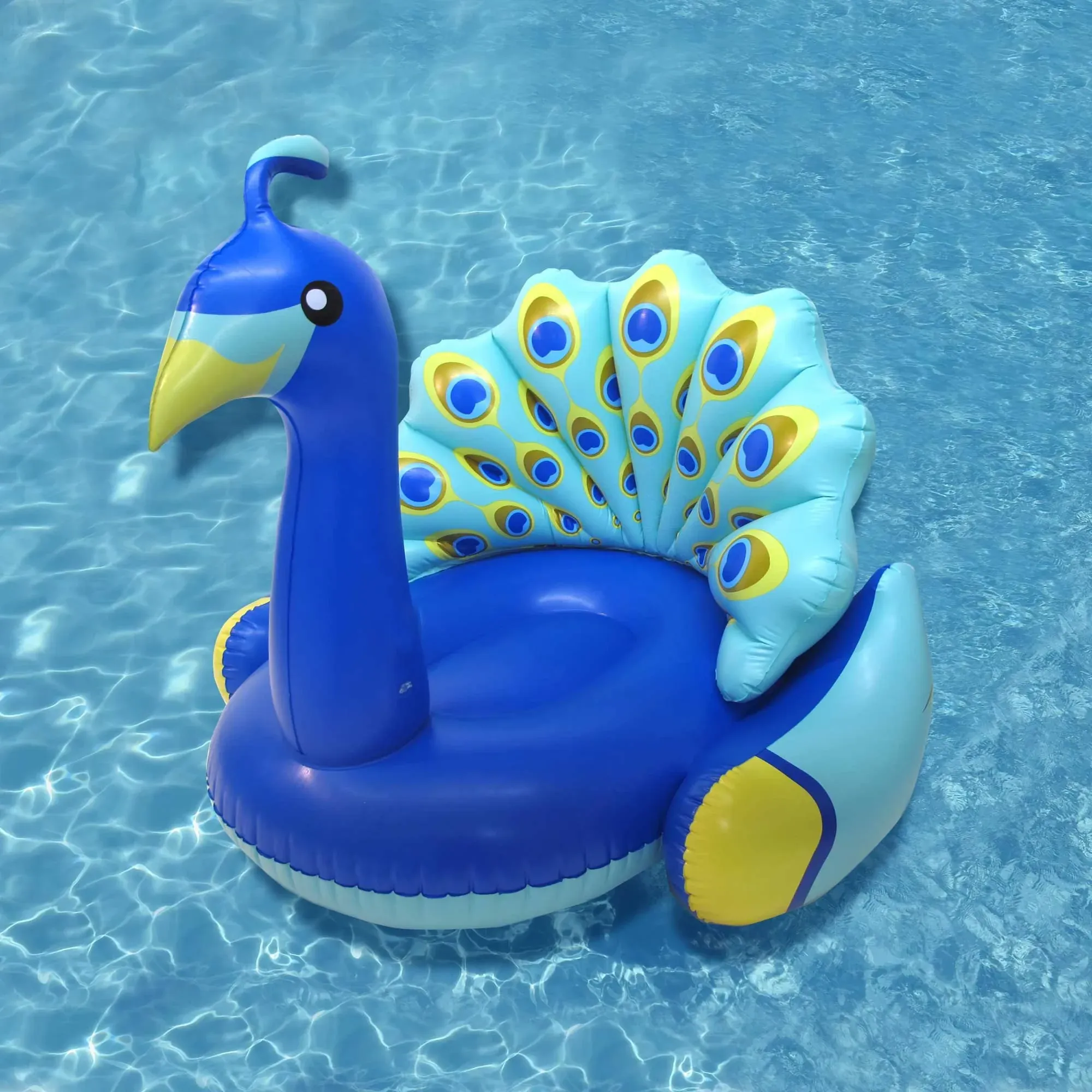 Swimline 90705M Giant Peacock Premium Bird Swimming Pool Lounger, Blue