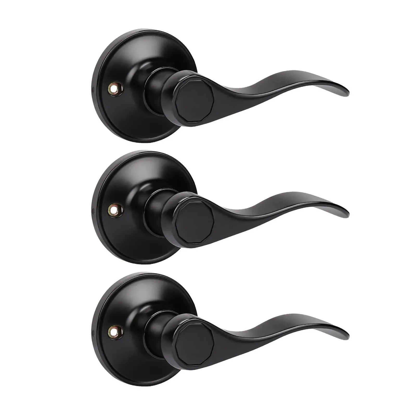 KNOBWELL 3 Pack Matte Black Dummy Door Handle Door Levers Door Handle Set, Single ...