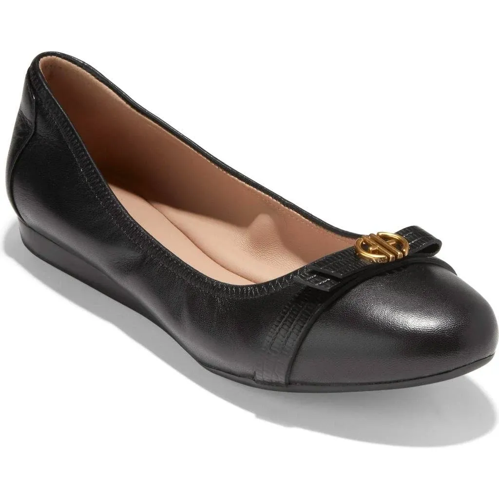 Tova Bow Ballet Flat In Navy Blazer