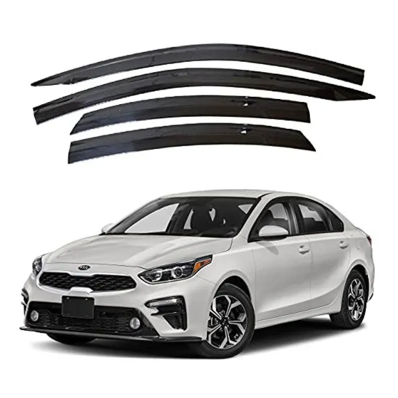 AUTOCLOVER Tape-On Rain Guards Window Visors 4 Pcs Set for Kia Forte 2019 2020 2021 2022 2023 2024 / Window Deflectors, Out-Channel Vent Shades (Smoked)