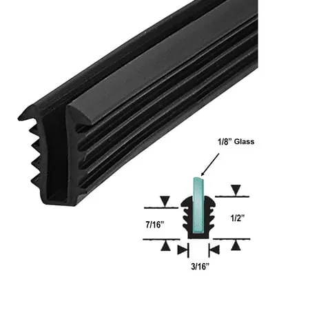 Gordon Glass® Black Shower Door Replacement Glazing Vinyl for 1/8" Glass - 18 ft