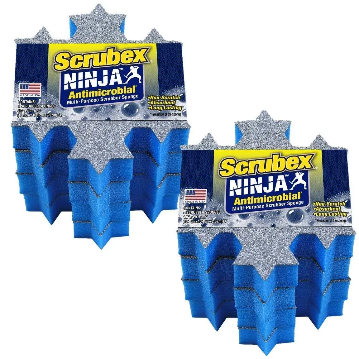 Scrubex Ninja Non-Scratch Odor Resistant Scrubber Sponge, 8 Count