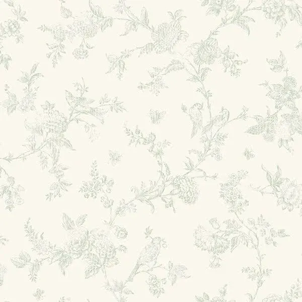 Chesapeake French Nightingale Sage Floral Scroll Wallpaper