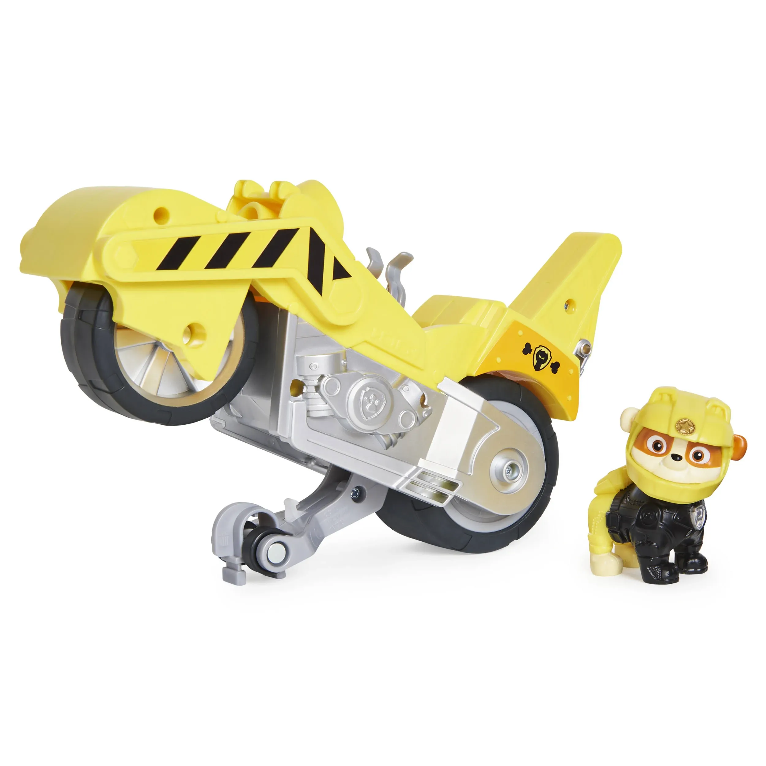 Paw Patrol , Moto Pups Rubble’s Deluxe Pull Back Motorcycle Vehicle with Wheelie Feature and Toy Figure