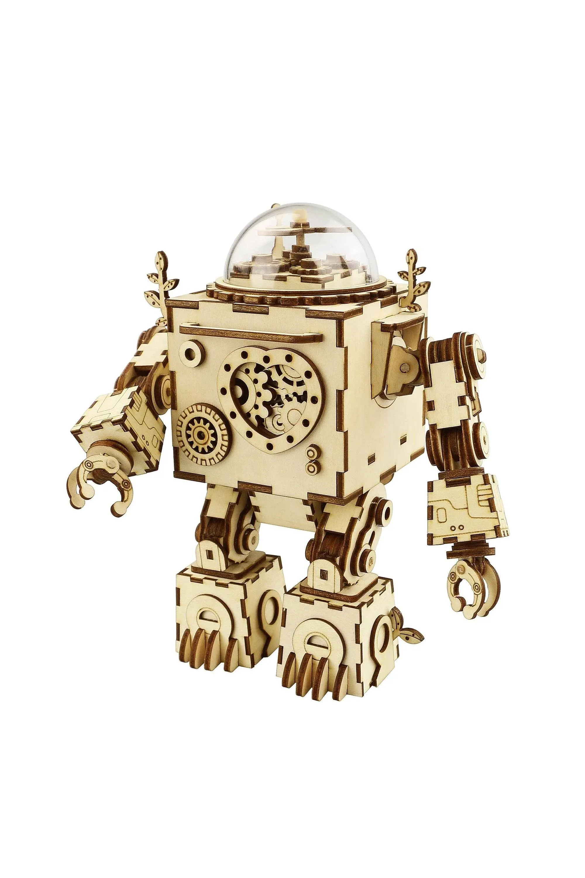 ROKR 3D Assembly Puzzle DIY Wooden Music Box,Building Craft Kits,Wooden Robot Toy ...