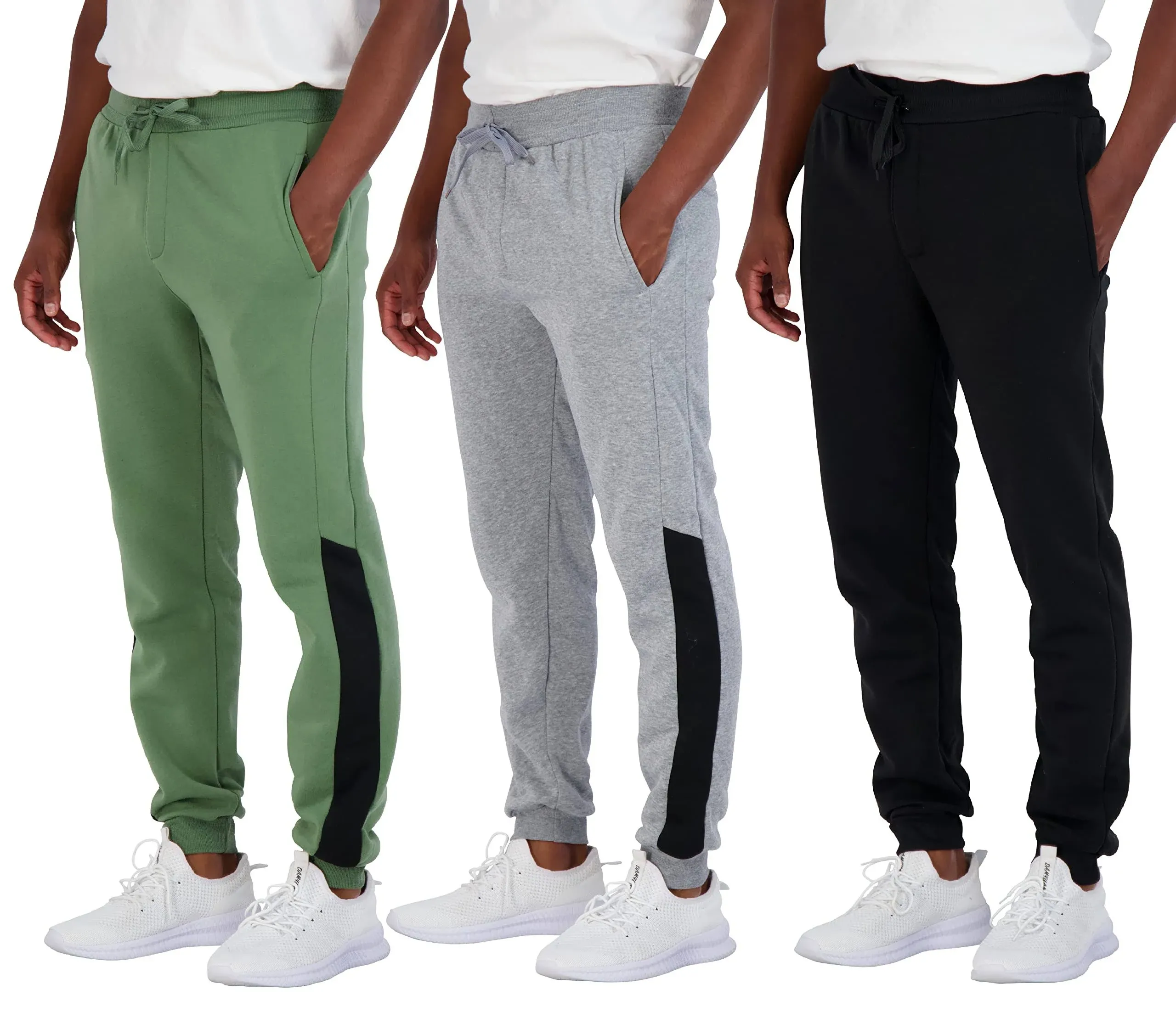 Real Essentials 3 Pack: Men's Tech Fleece Ultra-Soft Jogger Athletic Sweatpants with Pockets (Available in Big & Tall)