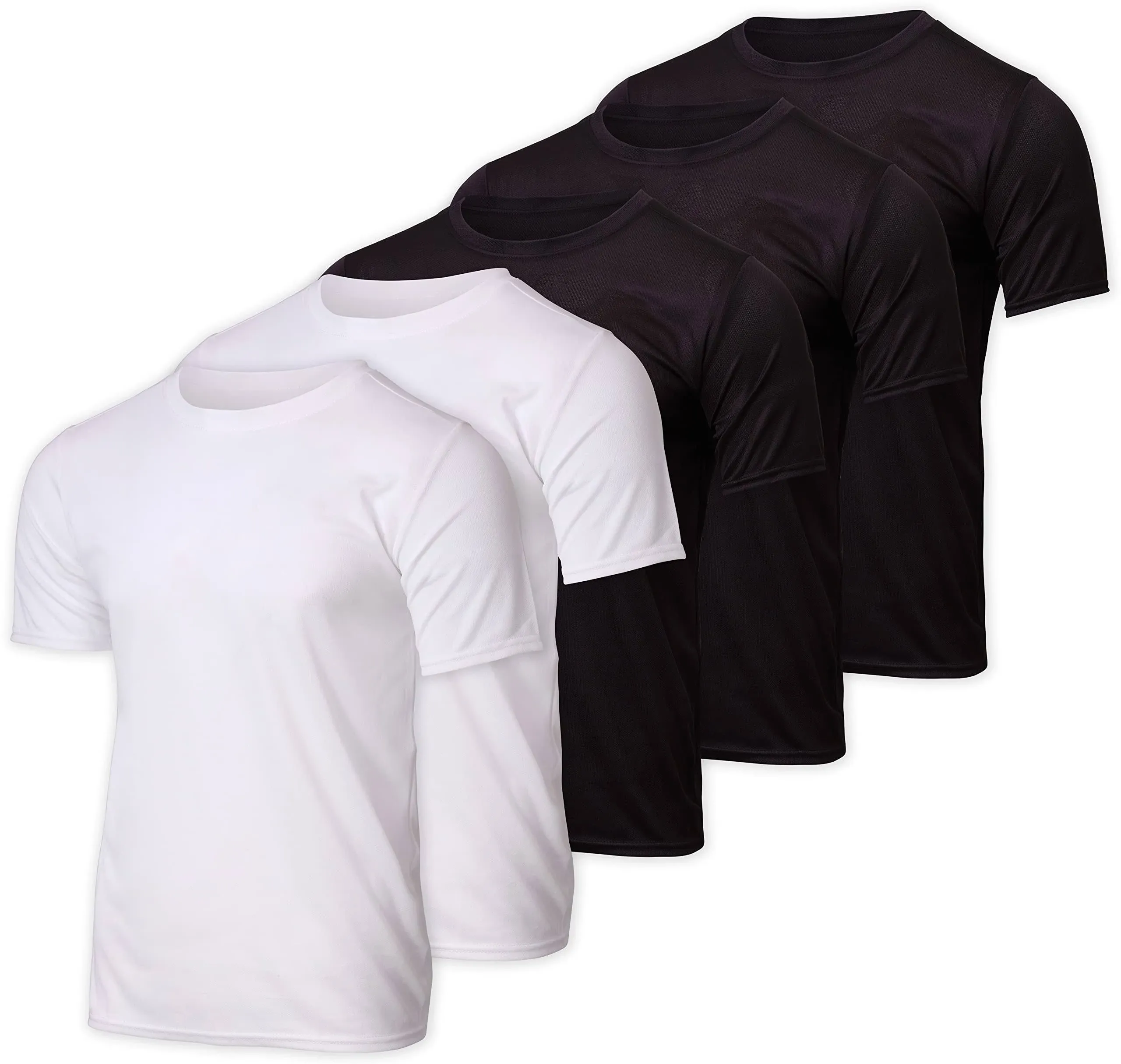 Real Essentials 5 Pack Men’s Active Quick Dry Mesh Crew Neck T Shirts | Athletic Short Sleeve Tee (Available in Big & Tall)