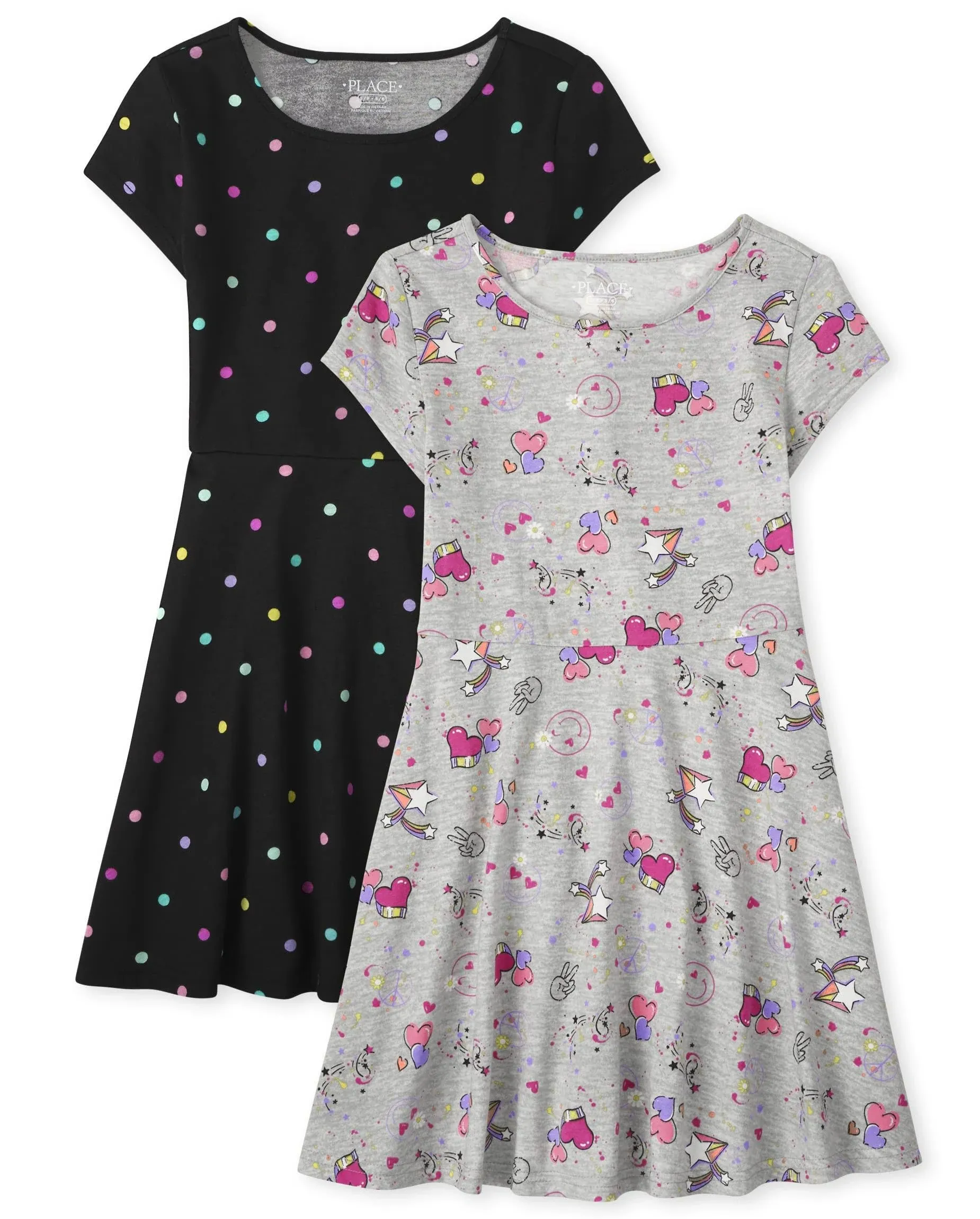 The Children's Place Girls' Short Sleeve Fashion Skater Dress