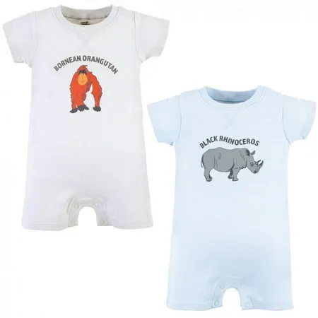 Touched by Nature Unisex Baby Organic Cotton Rompers Endangered Rhino 12-18 Months