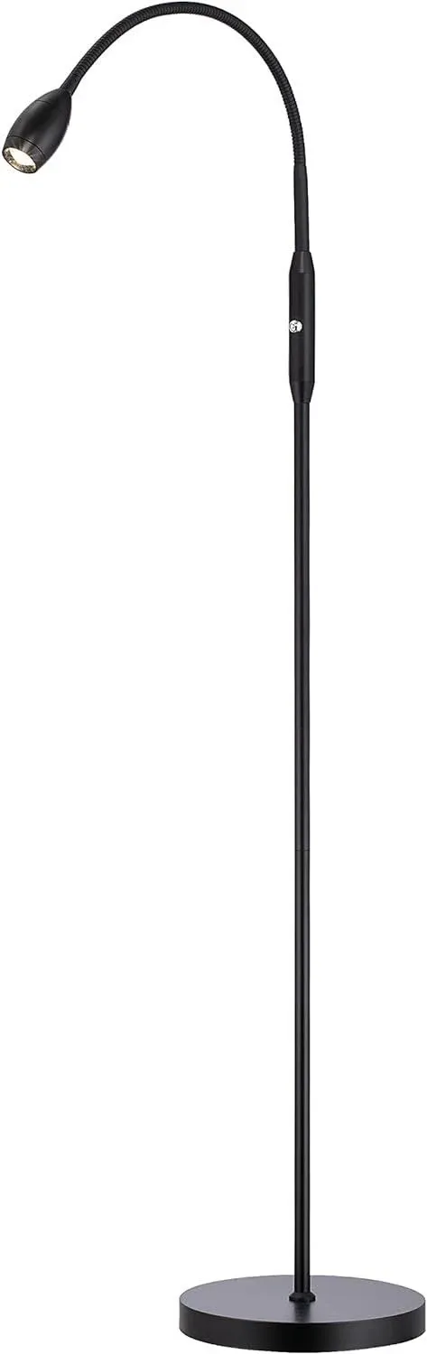 O’Bright Ray – Adjustable LED Beam Floor Lamp, Dimmable and Zoomable Spotlight, Flexible Gooseneck, Reading/Crafting Standing Lamp, Work Table Light, Matte Black