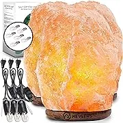 Nevlers 3 Pack Natural Pink Himalayan Salt Lamp with Dimmer Cord & Light Bulb | 6"- 8" Tall Salt Rock Lamp with Wood Base | 100% Authentic Himalayan Pink Salt Lamp | Hand Crafted Salt Lamps