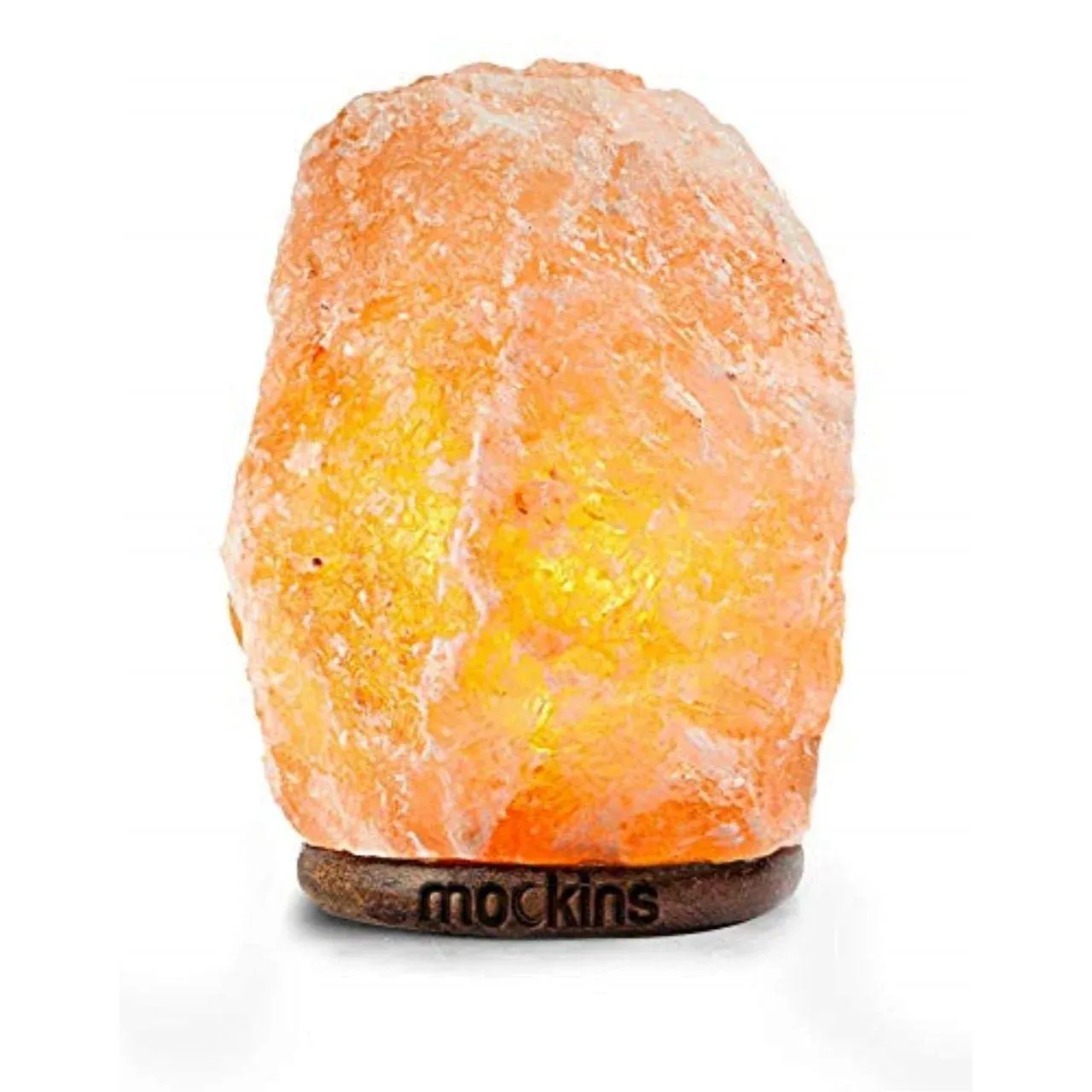 Mockins Natural Hand Carved Himalayan Salt Lamp with A Stylish Wood Base (5-7 lbs)