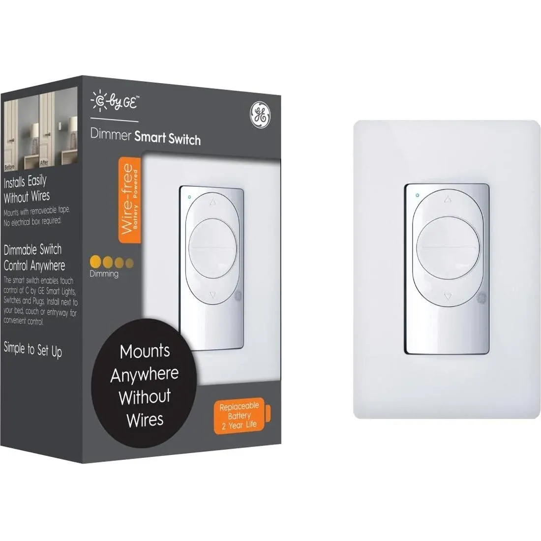 GE Cync Smart Cync Wire-Free Dimmer + White Tones Control White Smart Remote Control