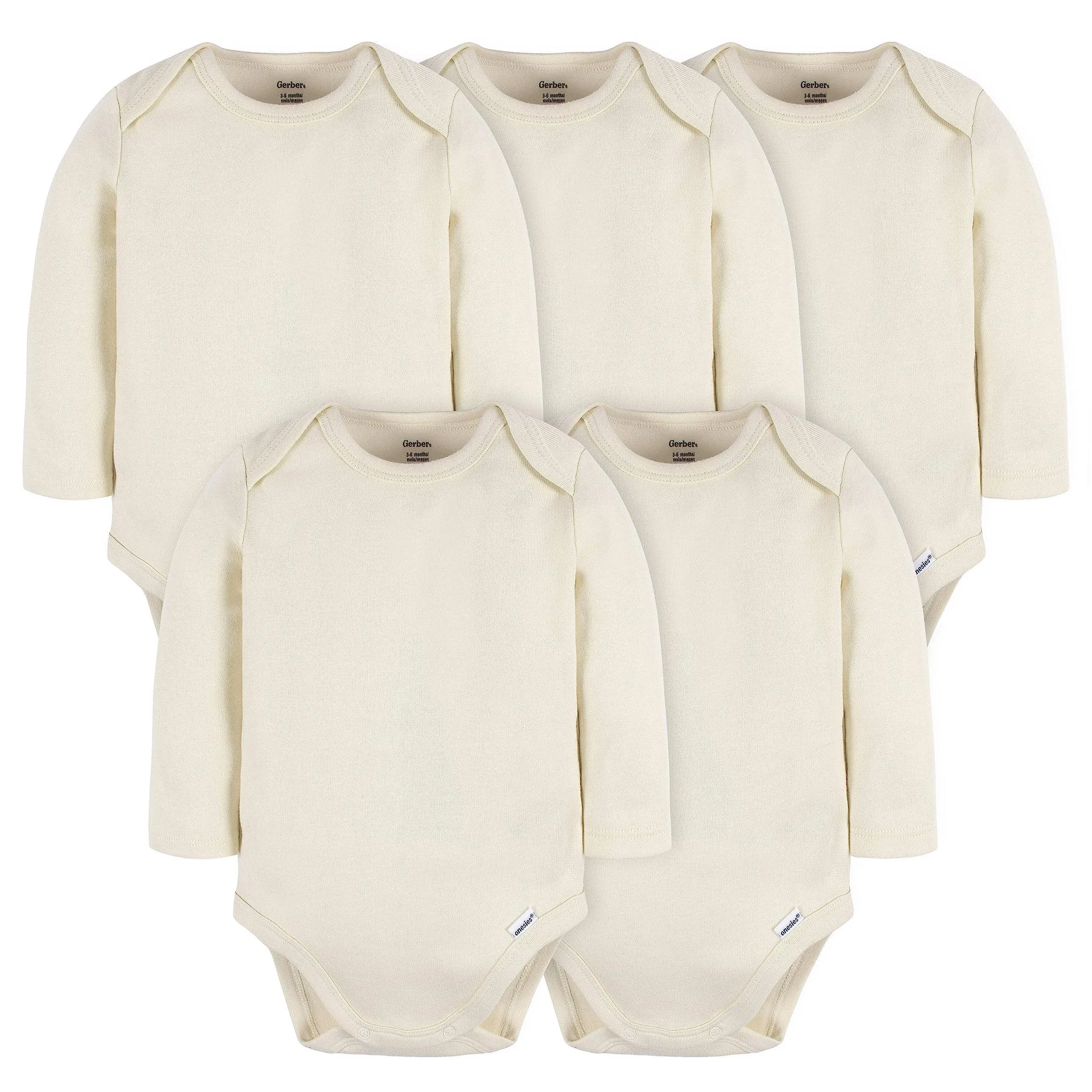 5-Pack Baby Natural Premium Long Sleeve Onesies® Bodysuits