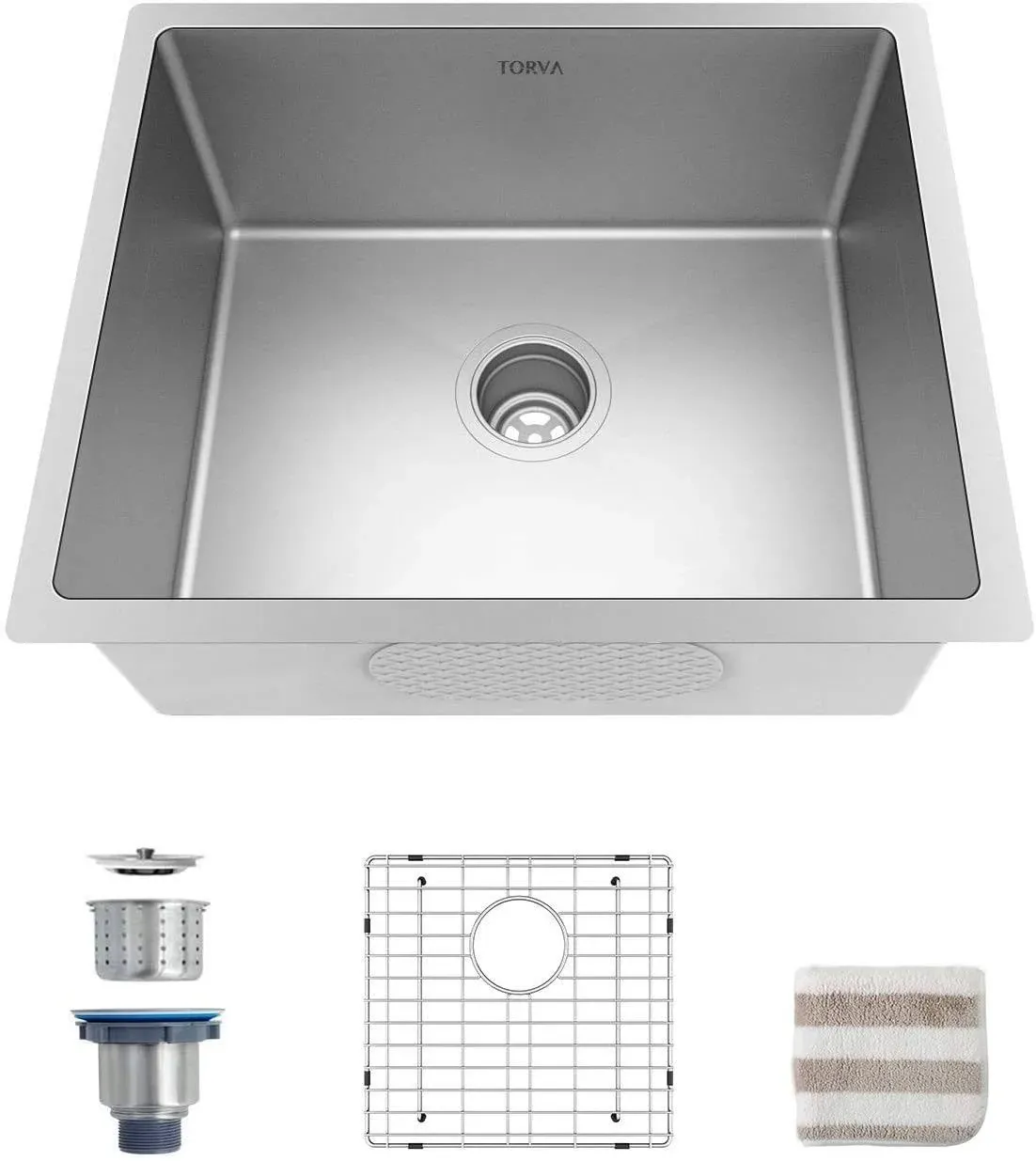 TORVA 16 Gauge Single Bowl Stainless Steel Prep Bar Sink 22.5x18.5x10 inch Kitchen Undermount Sink