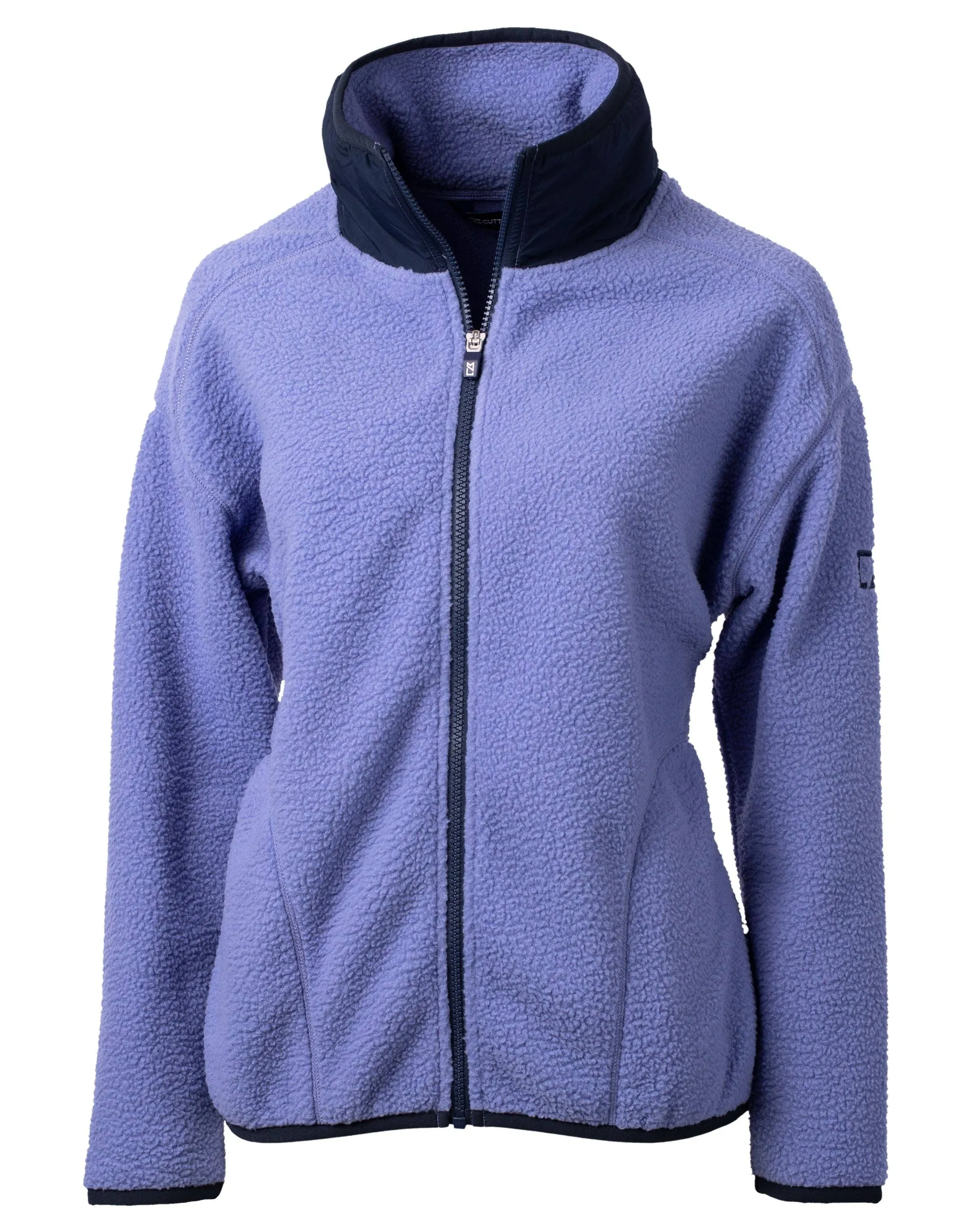 "Cutter & Buck Women's Hyacinth/Navy Blue Cascade Eco Sherpa Fleece Jacket"