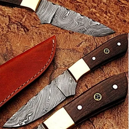 Japanese 1095 HC & 15N20 Alloy Steel Handmade Damascus Hunting Knife Wood Handle