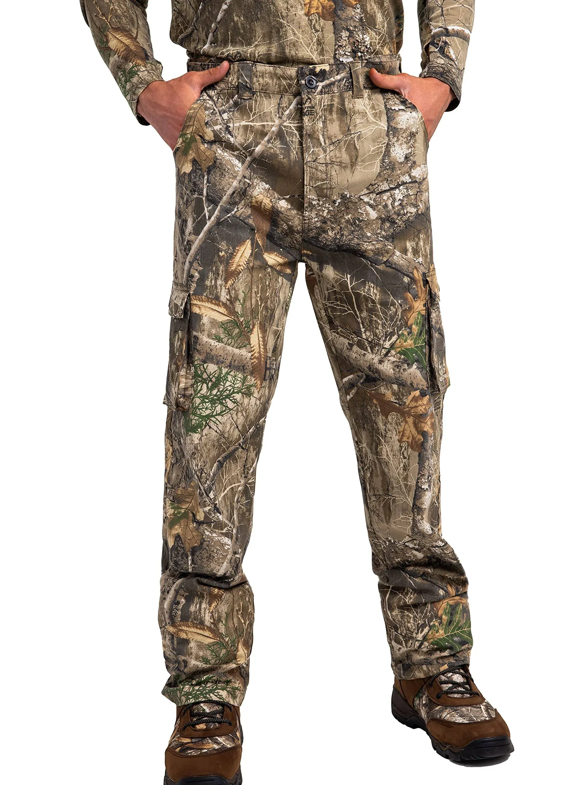 Realtree Camo Hunting Men's 6 Pocket Pants | Edge Camo | Size XL, Green