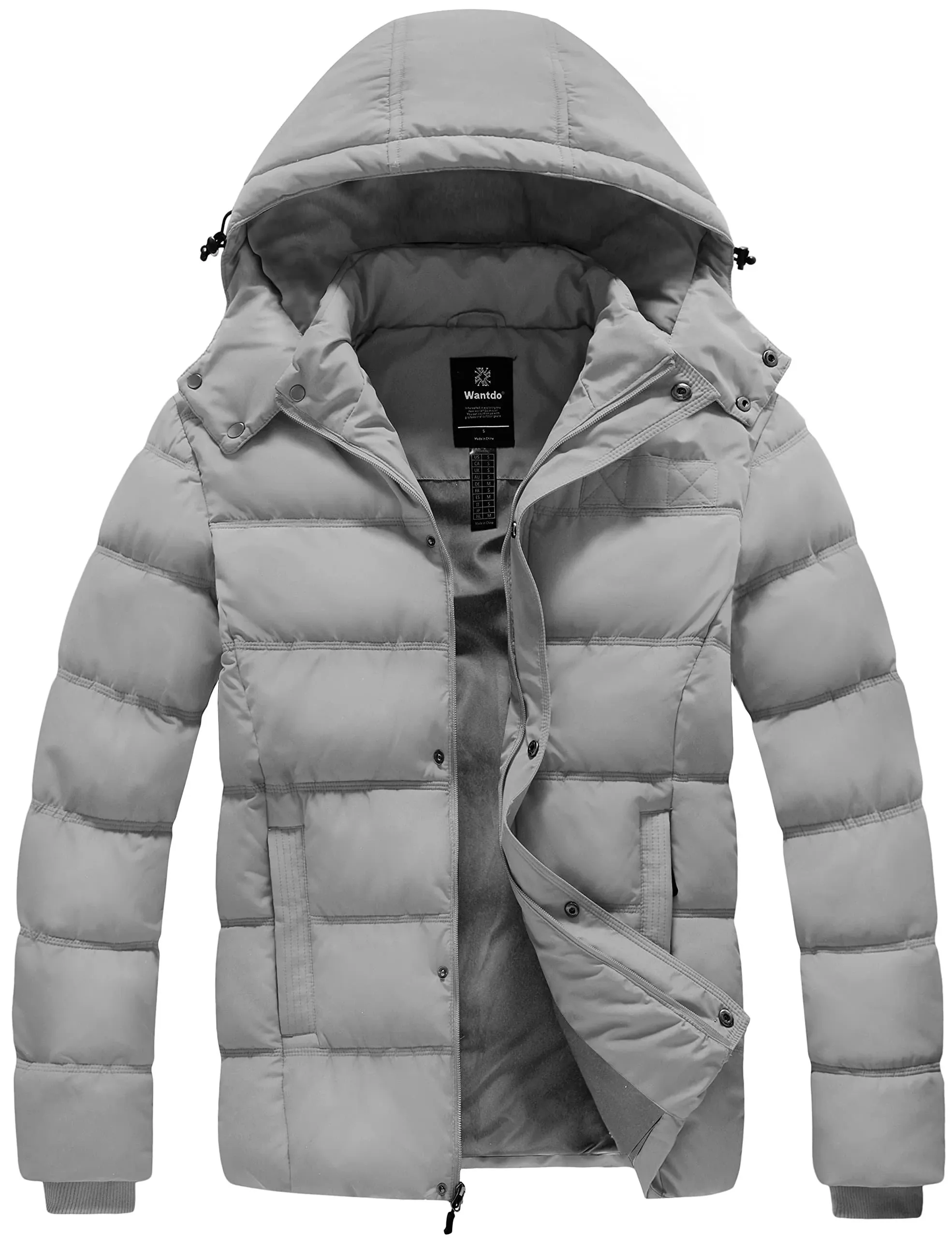 Wantdo Men&#039;s Hooded Winter Coat Warm Puffer Jacket Thicken Cotton Coat with Remo