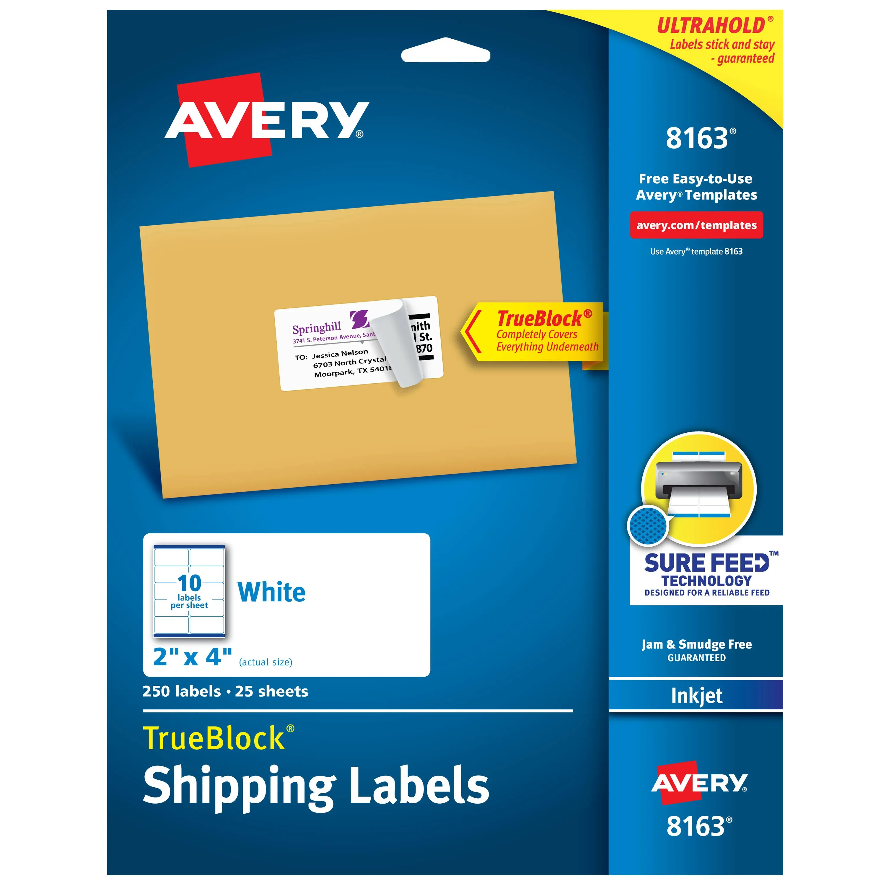 Avery Shipping Labels TrueBlock Technology