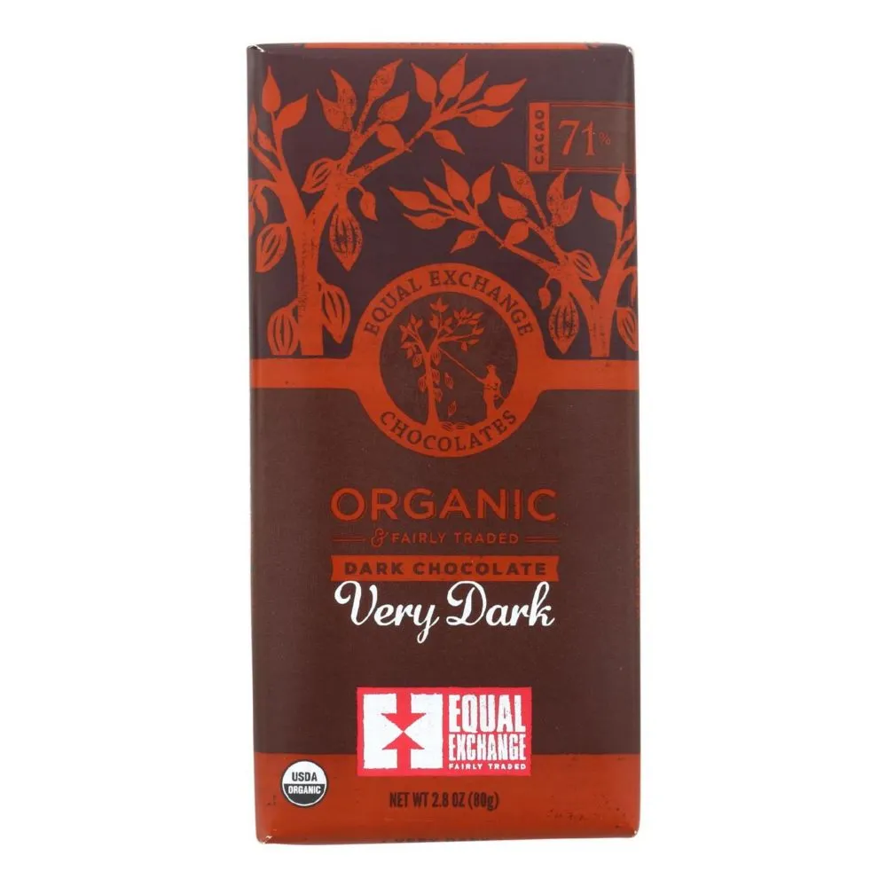 Equal Exchange Organic Dark Chocolate, Very Dark - 2.8 oz bar