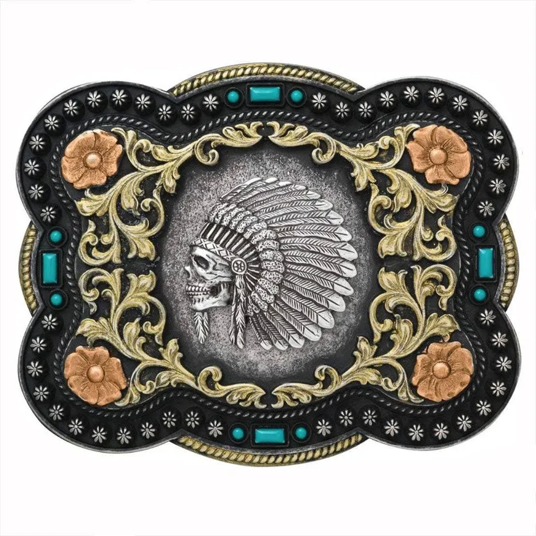 Nocona Mens Chief Skull Belt Buckle 37038