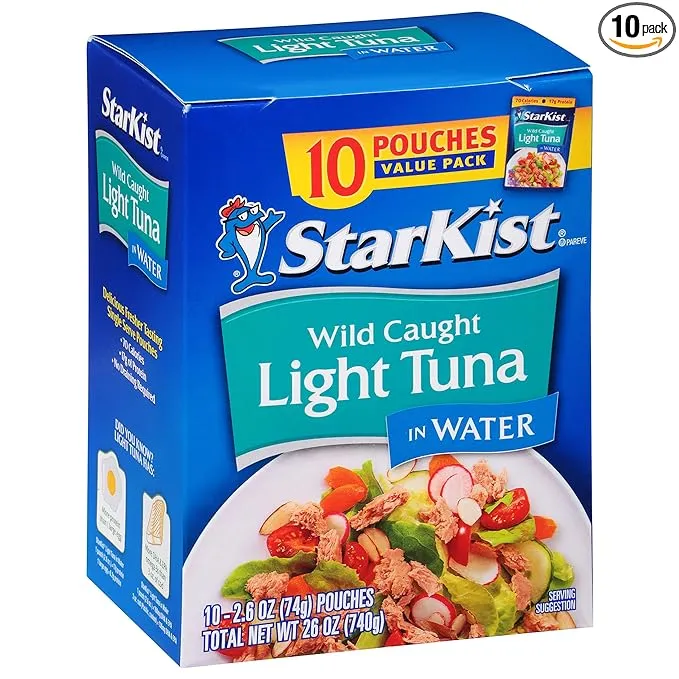 Starkist Tuna in Water, Light, Value Pack - 10 pack, 2.6 oz pouches