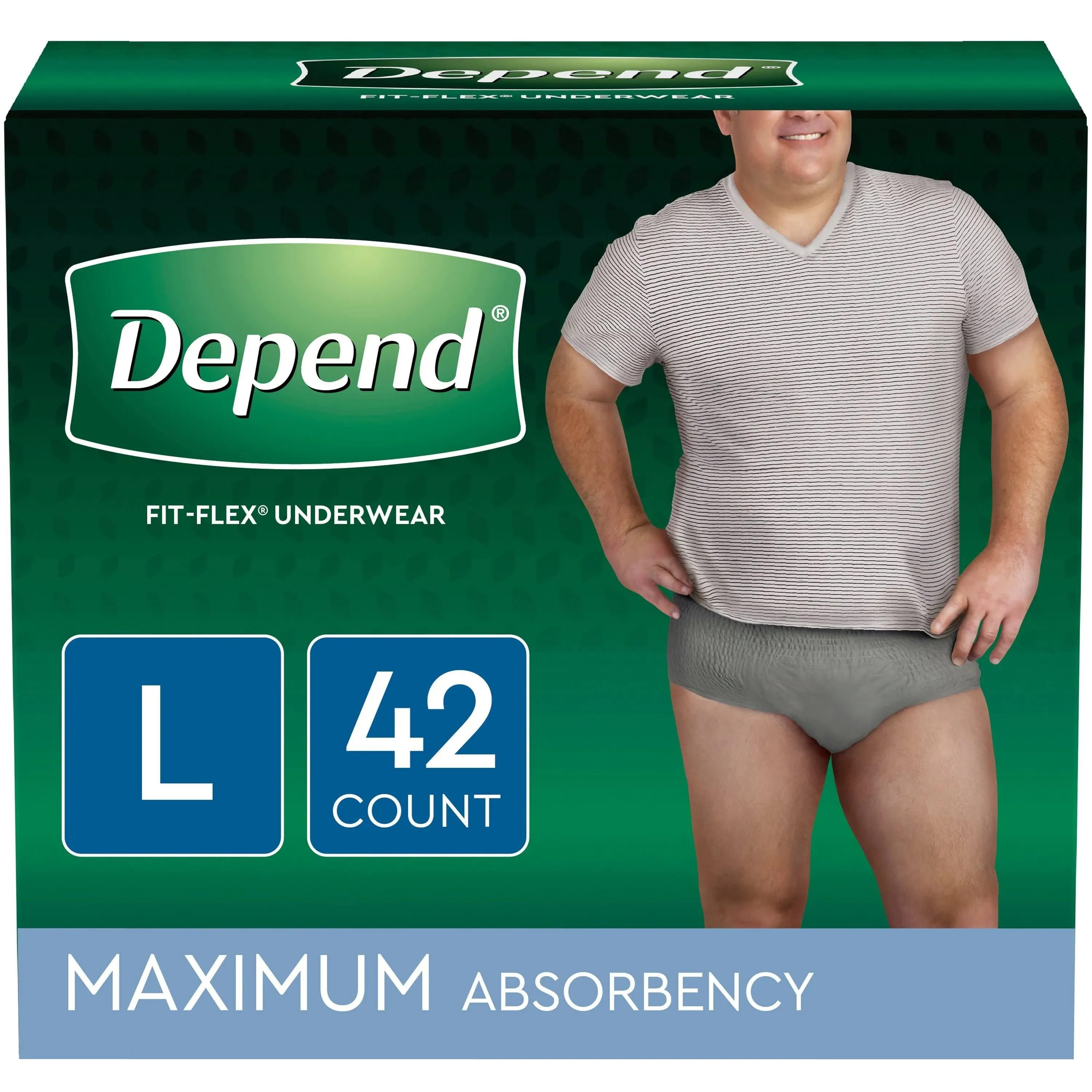 Depend Fit-Flex Incontinence Underwear for Men, Maximum Absorbency, L, Gray - 42.0 ea