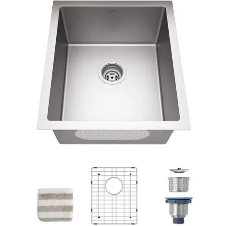 TORVA 16 Gauge Stainless Steel Single Bowl Undermount Kitchen Sink, 15x17x9 inch Wet Bar Prep Sink