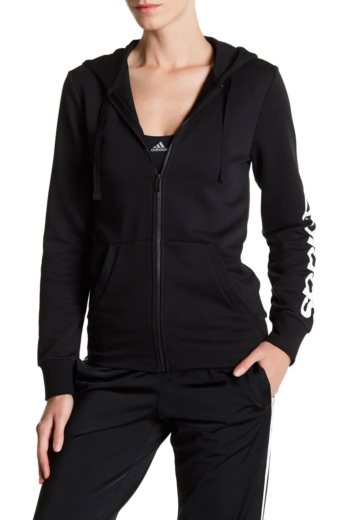 adidas Women's Essentials Linear Full Zip Hoodie