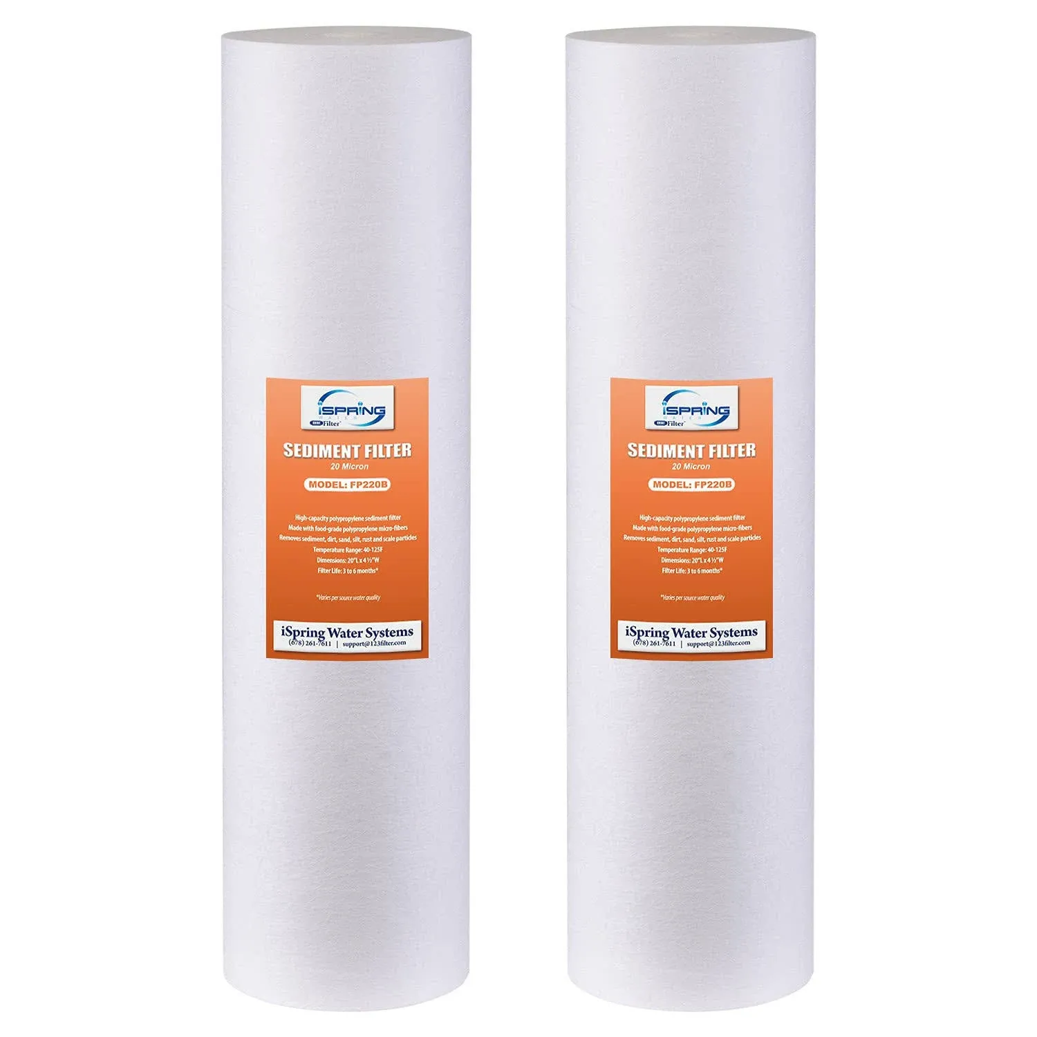 iSpring FP220BX2 20 Micron 20inch Big Blue Whole House Water Filter, 4.5" x 20" White