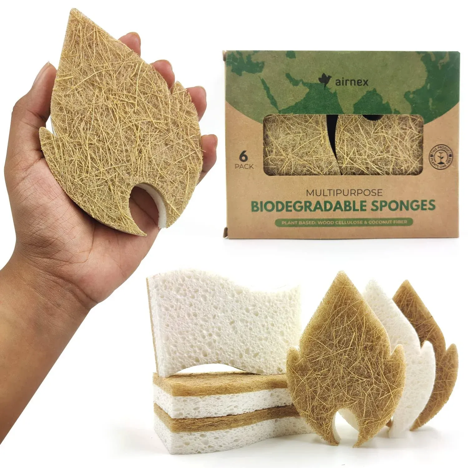 Biodegradable Natural Kitchen Sponge Compostable Cellulose And Coconut Walnut Sc