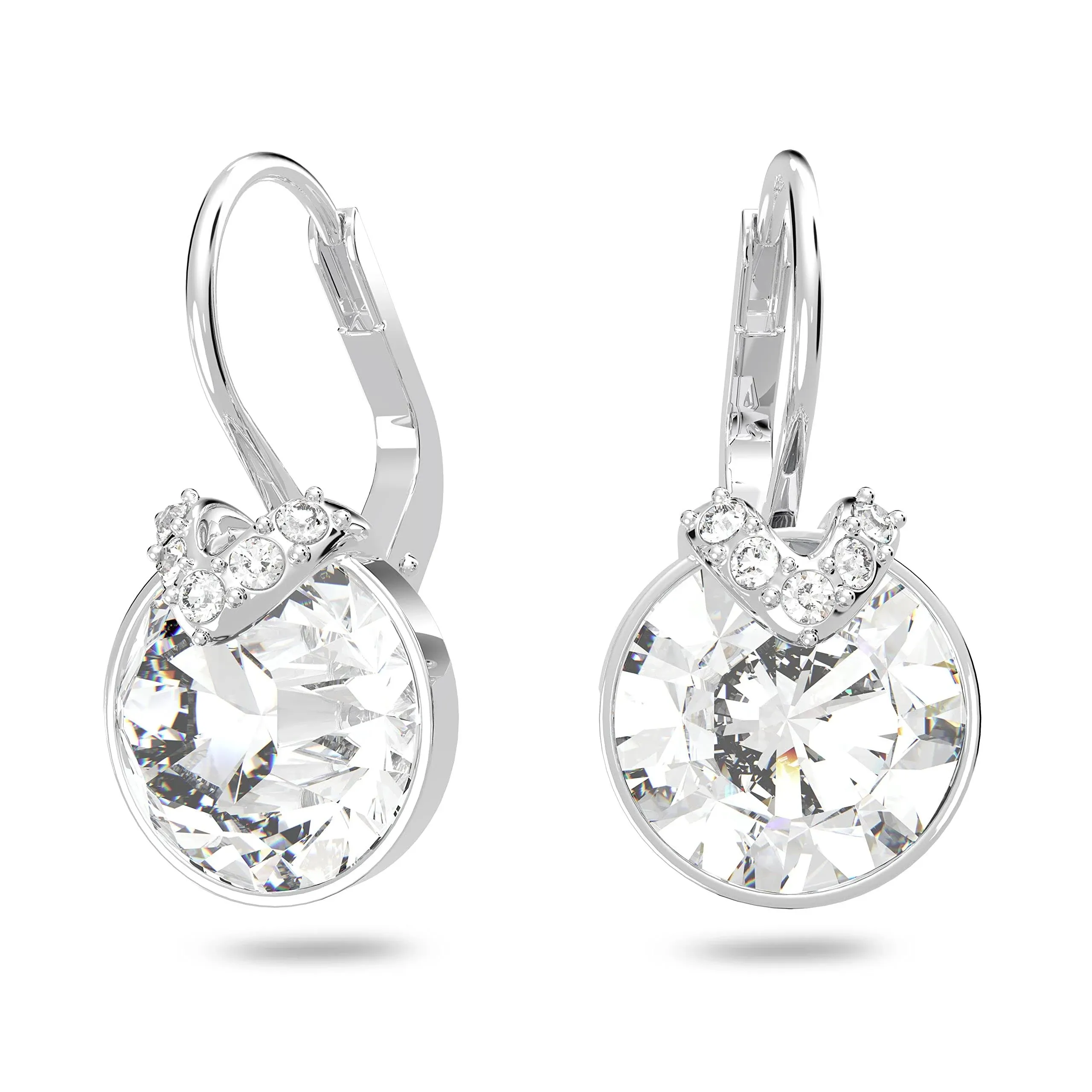 Swarovski Bella V drop earrings Round cut, White, Rhodium plated 5292855