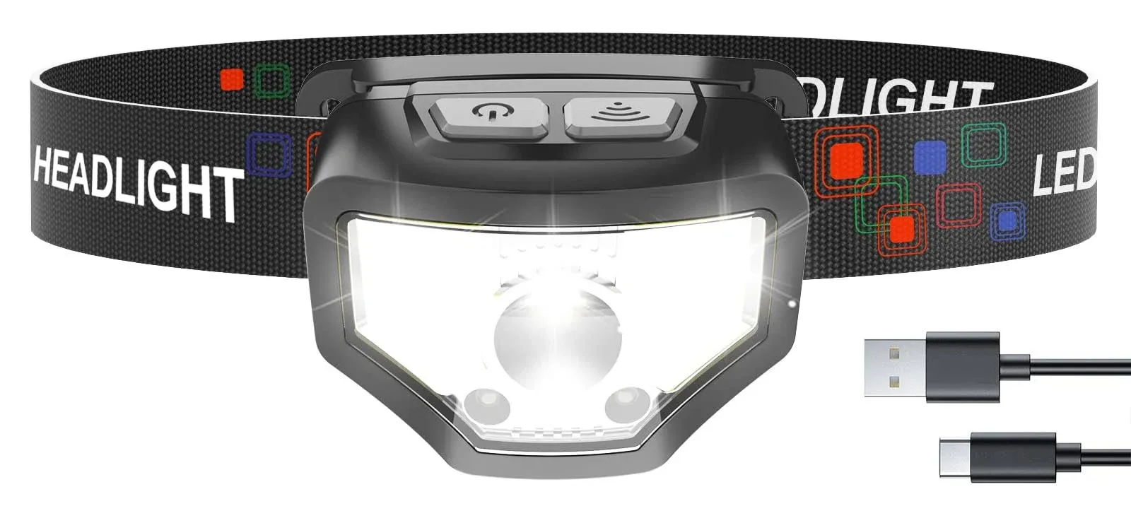 Head Lamp Flashlight, Rechargeable,1<wbr/>200 Lumen, White/Red  LED, 12 Modes