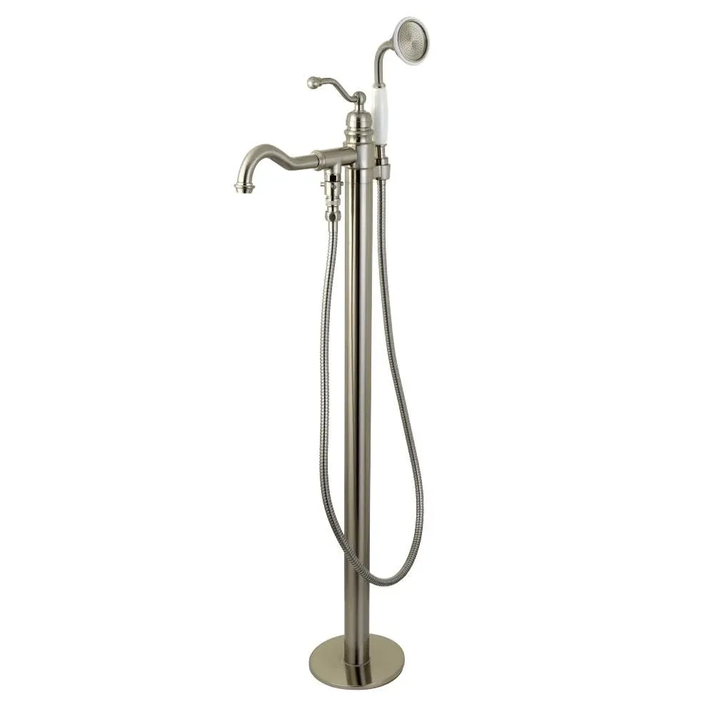 Kingston Brass KS7138ABL English Country Freestanding Tub Faucet with Hand Shower, Brushed Nickel