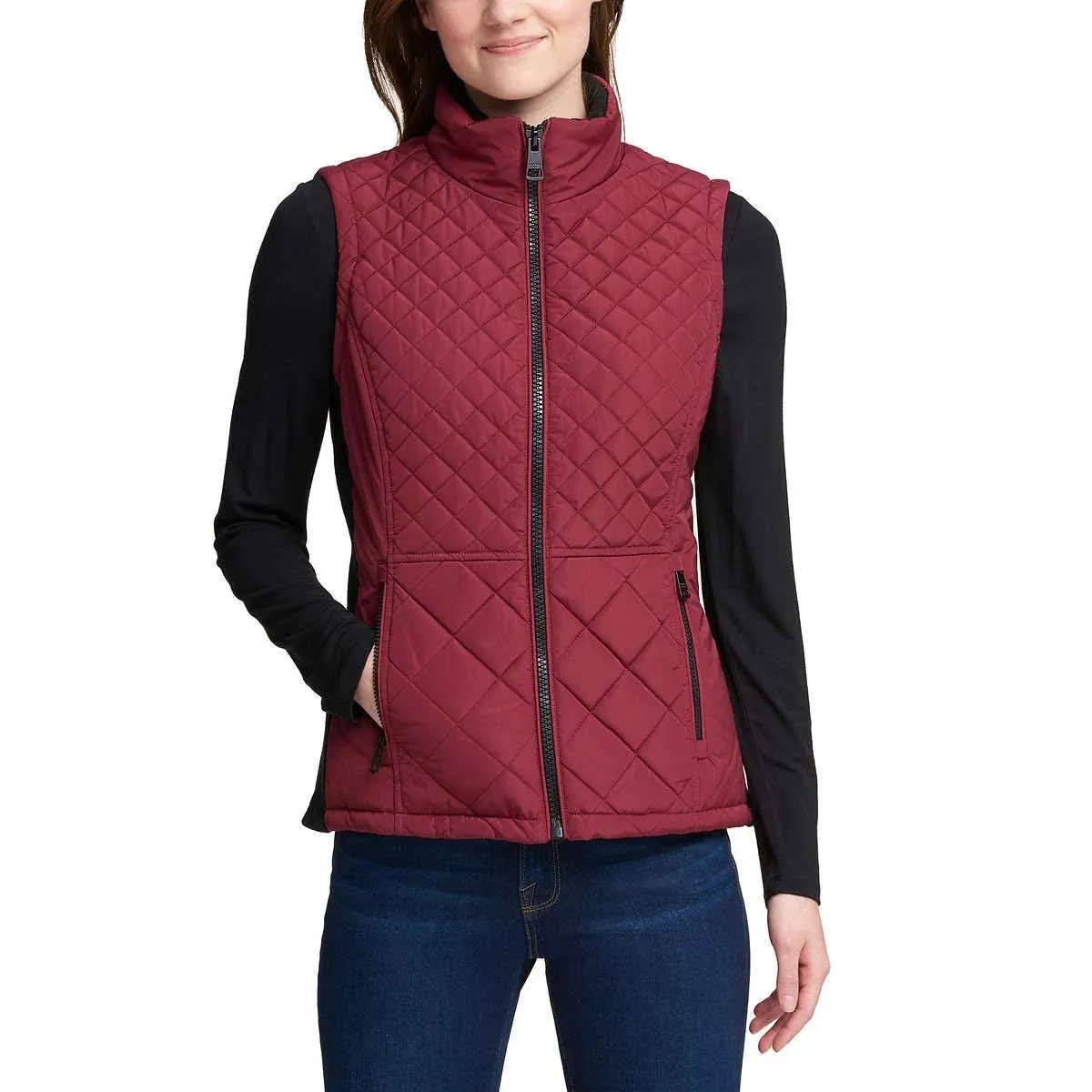 Womens ANDREW MARC Quilted Insulated Full Zip Vest