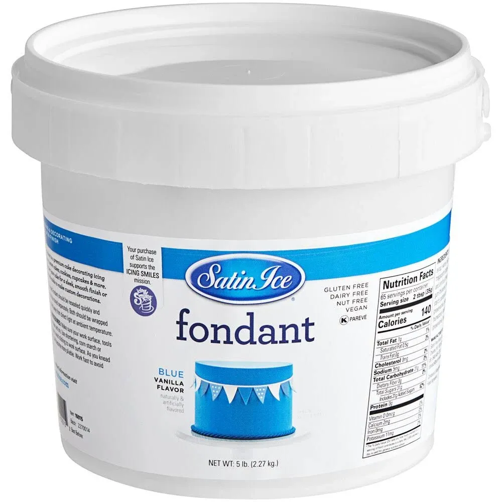 Satin Ice Blue Fondant, Vanilla, 5 Pounds