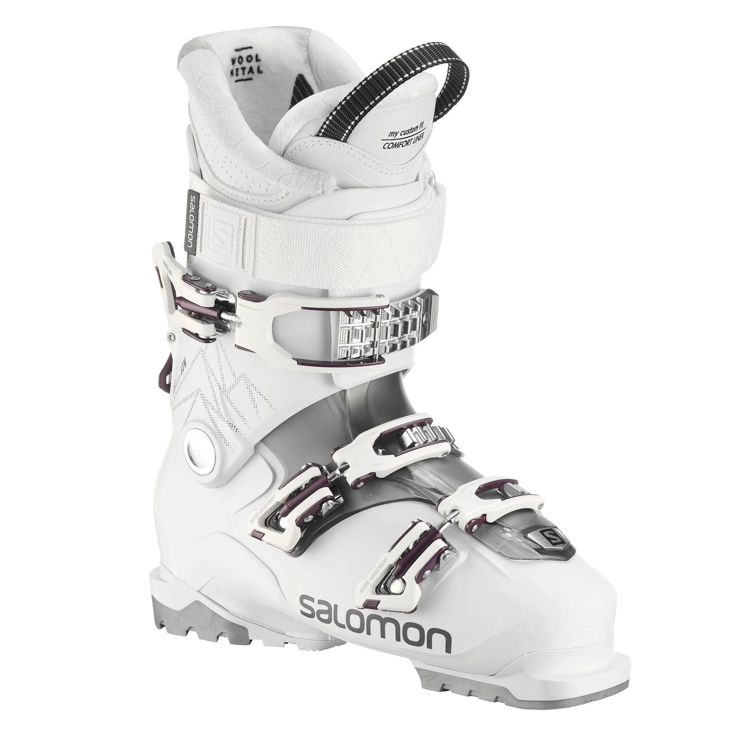 Salomon QST Access 60 Ski Boot - Women's White/Anthracite Transluce/Burgundy 23/23.5