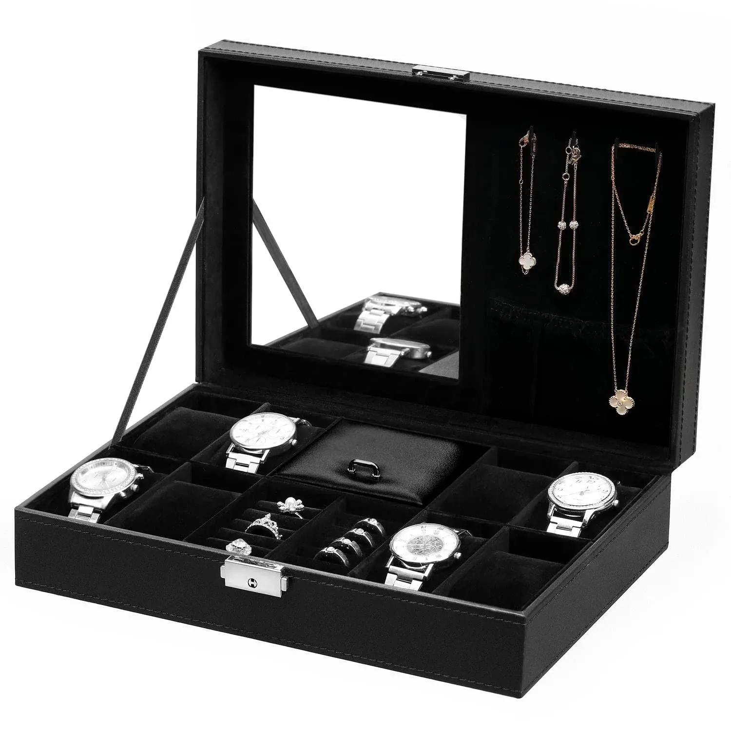 BASTUO Jewelry Box 8 Watch Box Organizer Jewelry Trey Storage Case