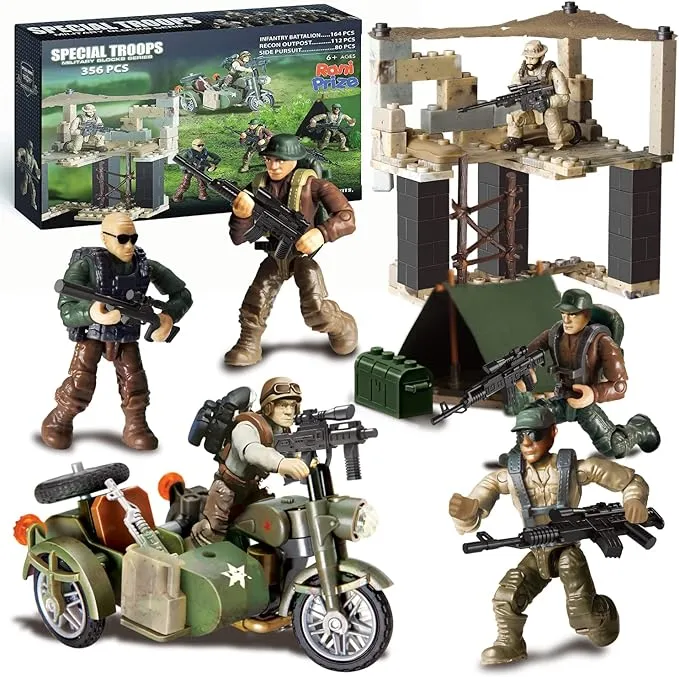 Special Forces Mini Action Figure toy Ages 8-12+ Includes 3 Military Building Sets 6 Soldier Figures Designed as an Educational Gift for Military Enthusiasts. Kids & Parents Quality Family Time 356Pcs