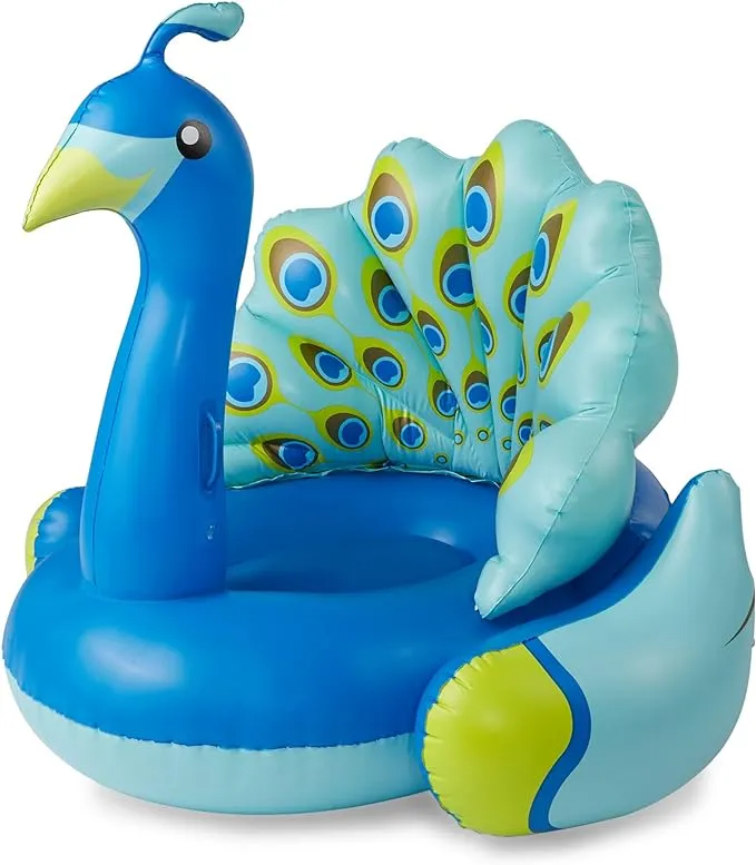 Swimline 90705M Giant Peacock Premium Bird Swimming Pool Lounger, Blue