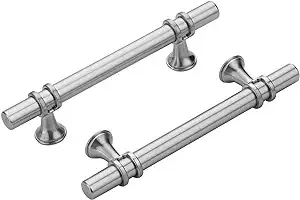 Haliwu 10 Pack/Brushed Nickel Cabinet Pulls, Cabinet Handles Brushed Nickel, Kitchen Hardware Handles Satin Nickel Barrel Cabinet Handles, 3-3/4 inch Hole to Hole Center