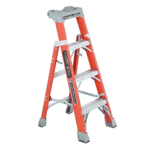 Louisville Ladder 4-foot Fiberglass Cross Step Ladder, 300-Pound Load Capacity, Type IA, FXS1504