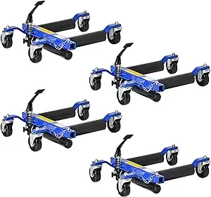 DURHAND Hydraulic Wheel Dolly Tire Jack with Ratcheting Foot Pedal for Vehicle Positioning for Car Truck RV Trailer, 1500LBS, Set of 4