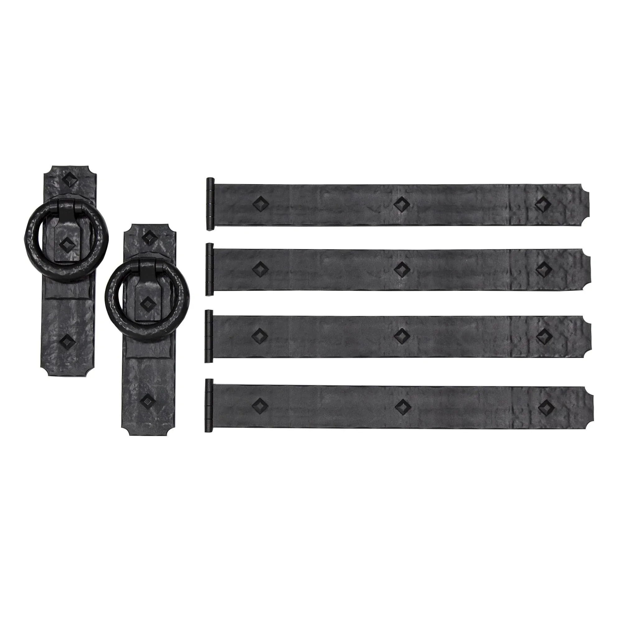 Rustic Rings 10 in. x 4.375 in. Black Magnetic Garage Door Hardware (6-Piece)