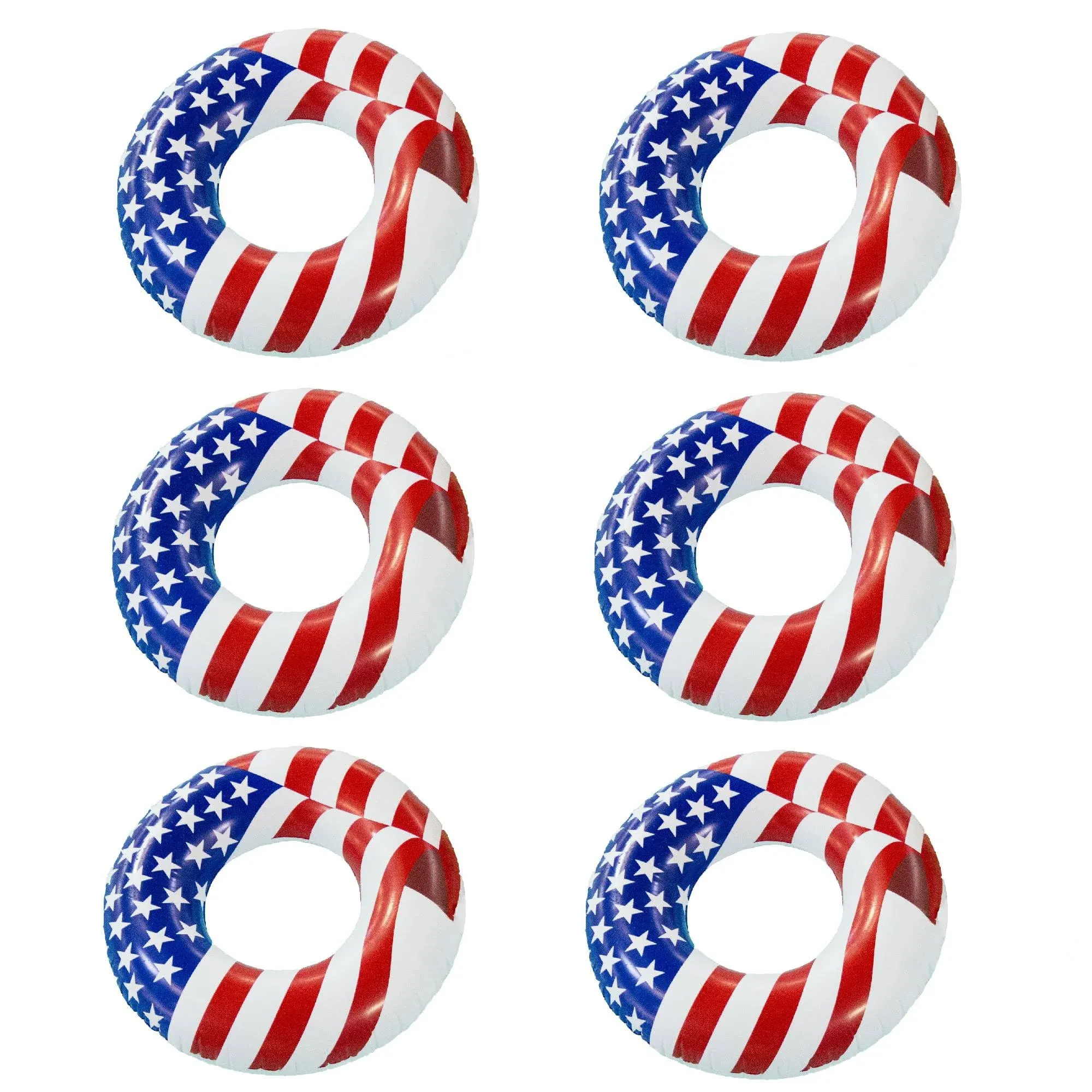 Swimline 36 Inch Inflatable American Flag Swimming Pool Tube Float (12 Pack)