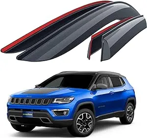 Goodyear Shatterproof Window Deflectors for Jeep Compass 2017-2024, Tape-on Rain Guards, Window Visors, Vent Deflector Visor, Car Accessories, 4 pcs. - GY003246