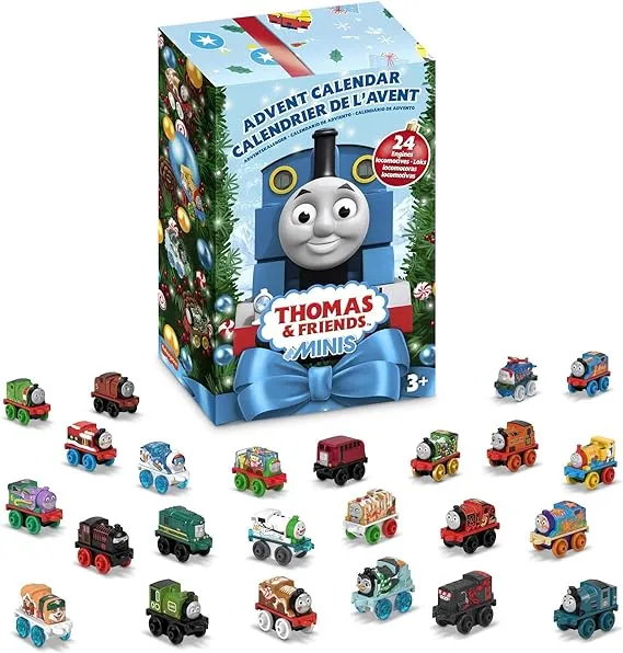 Thomas & Friends MINIS Advent Calendar 2022, Christmas gift, 24 miniature toy trains and vehicles for preschool kids ages 3 years and up