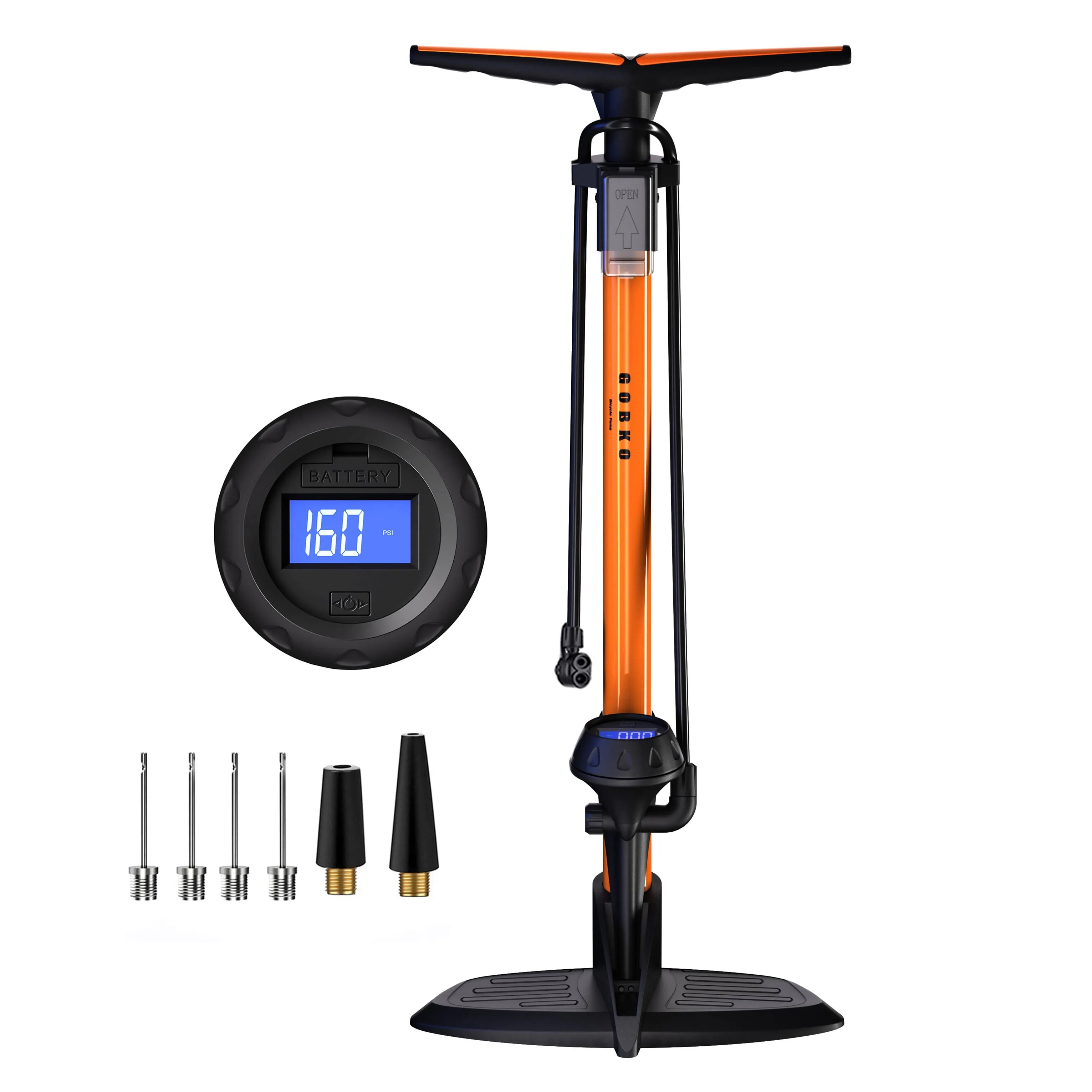 Gobko Bike Floor Pump with Digital Gauge,Floor Bicycle Pump with Both Presta and ...